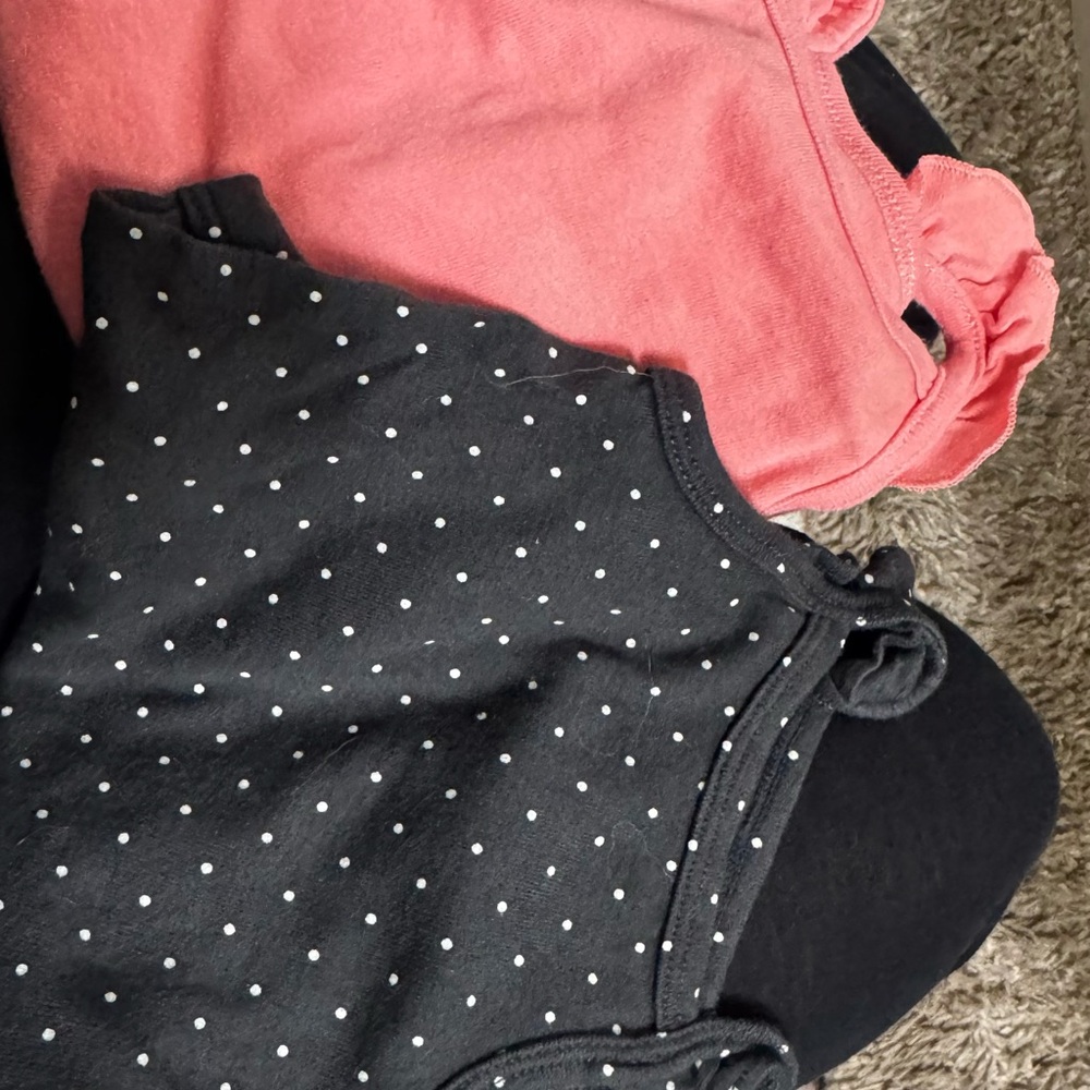 Carter's Coral and Gray Polka Dot Tank Top Bodysuits